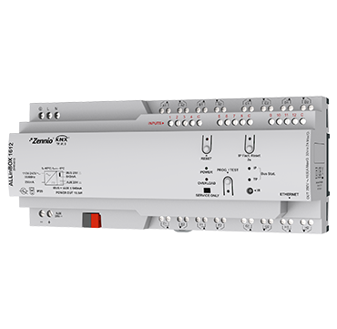ALLinBOX 1612V2 - Multifunction device with power supply, KNX-IP Interface, 16 outputs, 12 inputs and logical module