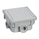Flush-mounted floor empty housing with hinged cover