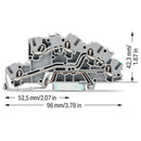 Multilevel installation terminal block; with operating slots; 2.5 mm²; L/L/PE; Push-in CAGE CLAMP®; 2,50 mm²; gray