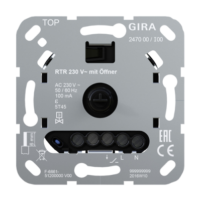 Room temperature controller insert 230 V~ with NC contact