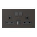 BS Double socket outlet 13A, with USB-Charger DP switched