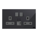 BS Double socket outlet 13A, with USB-Charger DP switched