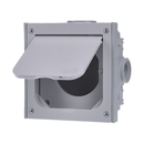 Flush-mounted floor empty housing with hinged cover