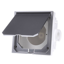 Flush-mounted floor empty housing with hinged cover