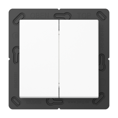 Matter push-button 2-gang, battery-powered, 4-channel, thermoplastic, A range