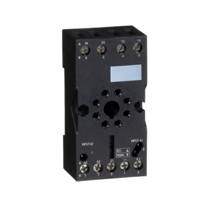 Plugin relay socket, mixed contact, 10 A, 250 V, octal connector, for RUMC2 relays