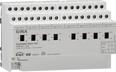 Gira KNX switching actuator, 8-gang 16 A with manual actuation