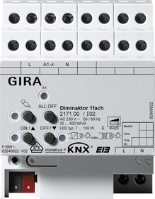 KNX dimming actuator, 1-gang 20 –500 W/VA