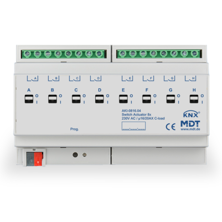 Switch Actuator 8-fold, 8SU MDRC, 16/20A, 230VAC, industrie, C-load, 200µF
