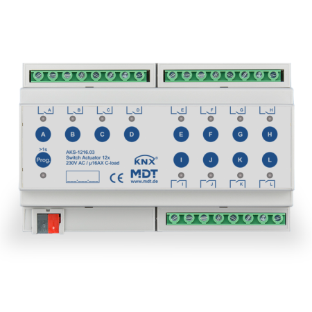 Switch Actuator 12-fold, 8SU MDRC, 16A, 230VAC, C-load, standard, 140µF