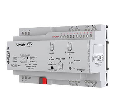 ALLinBOX 88 - Multifunction device with power supply, KNX-IP Interface, 8 outputs, 8 inputs and logical module